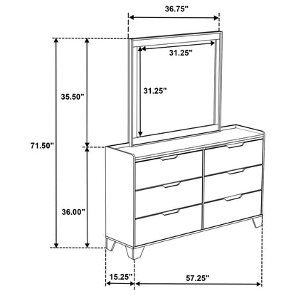 Henderson 6-drawer Bedroom Dresser with Mirror Medium Oak