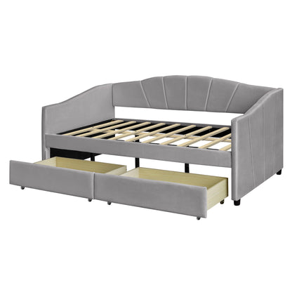 Upholstered Daybed With Two Drawers And Wood Slat - The Sleep Loft - Online Mattress Showroom NYC
