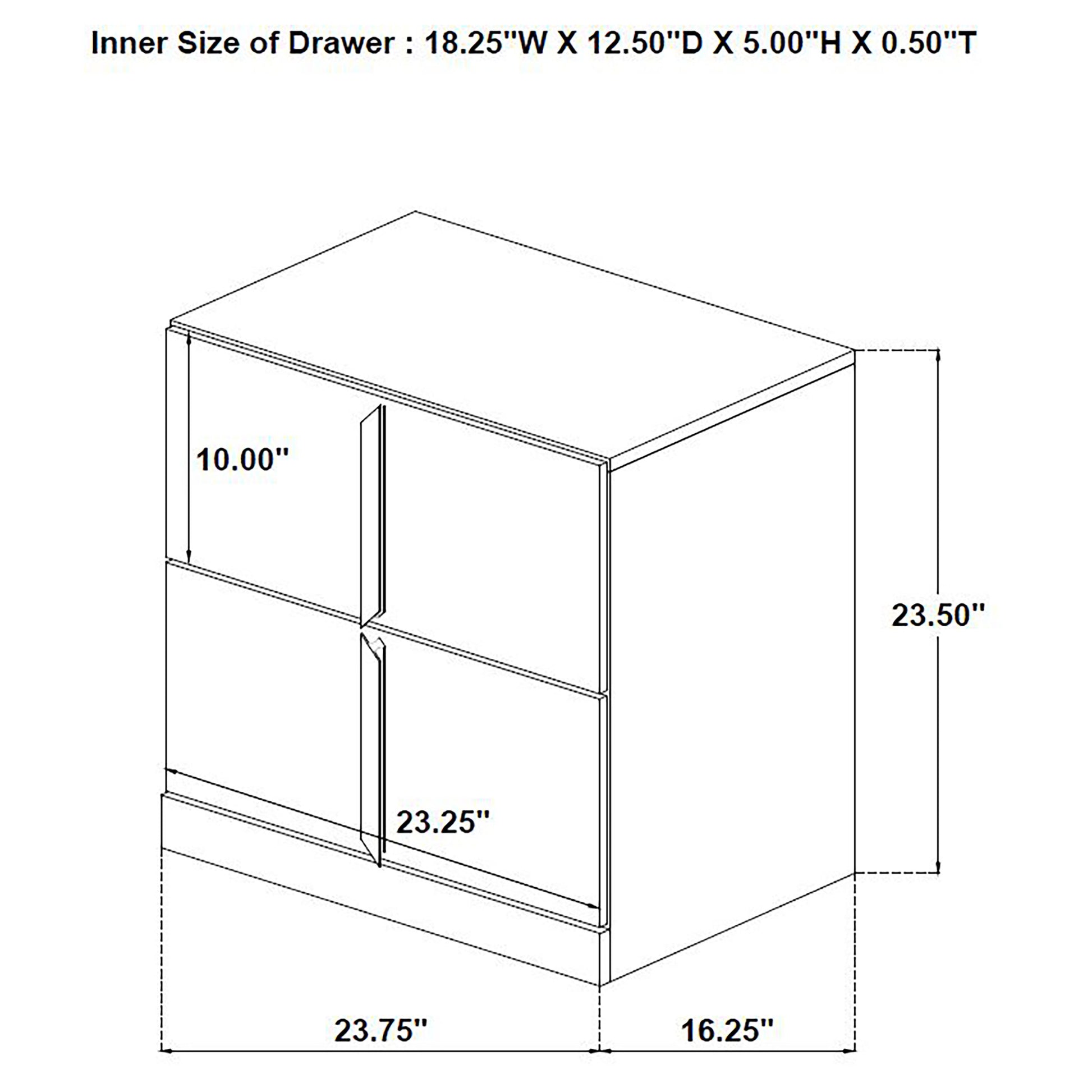 Ines 2-drawer Nightstand Bedside Table White High Gloss
