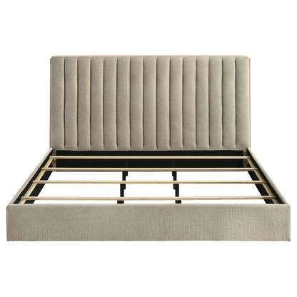 Arielle Eastern King Bookcase Panel Storage Bed Light Oak