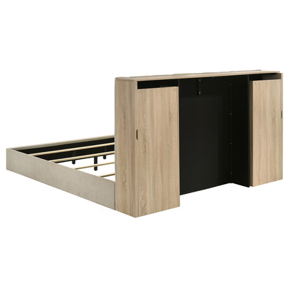 Arielle Eastern King Bookcase Panel Storage Bed Light Oak