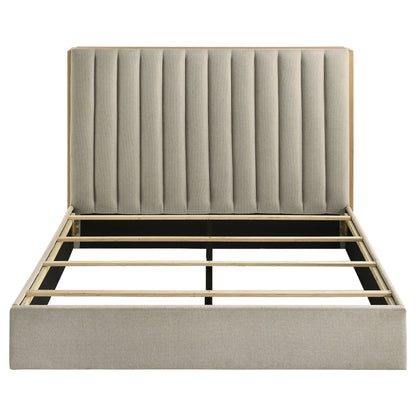 Arielle Queen Bookcase Panel Storage Bed Light Oak