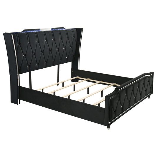 Lorient California King LED Upholstered Bed Black - The Sleep Loft - Online Mattress Showroom NYC