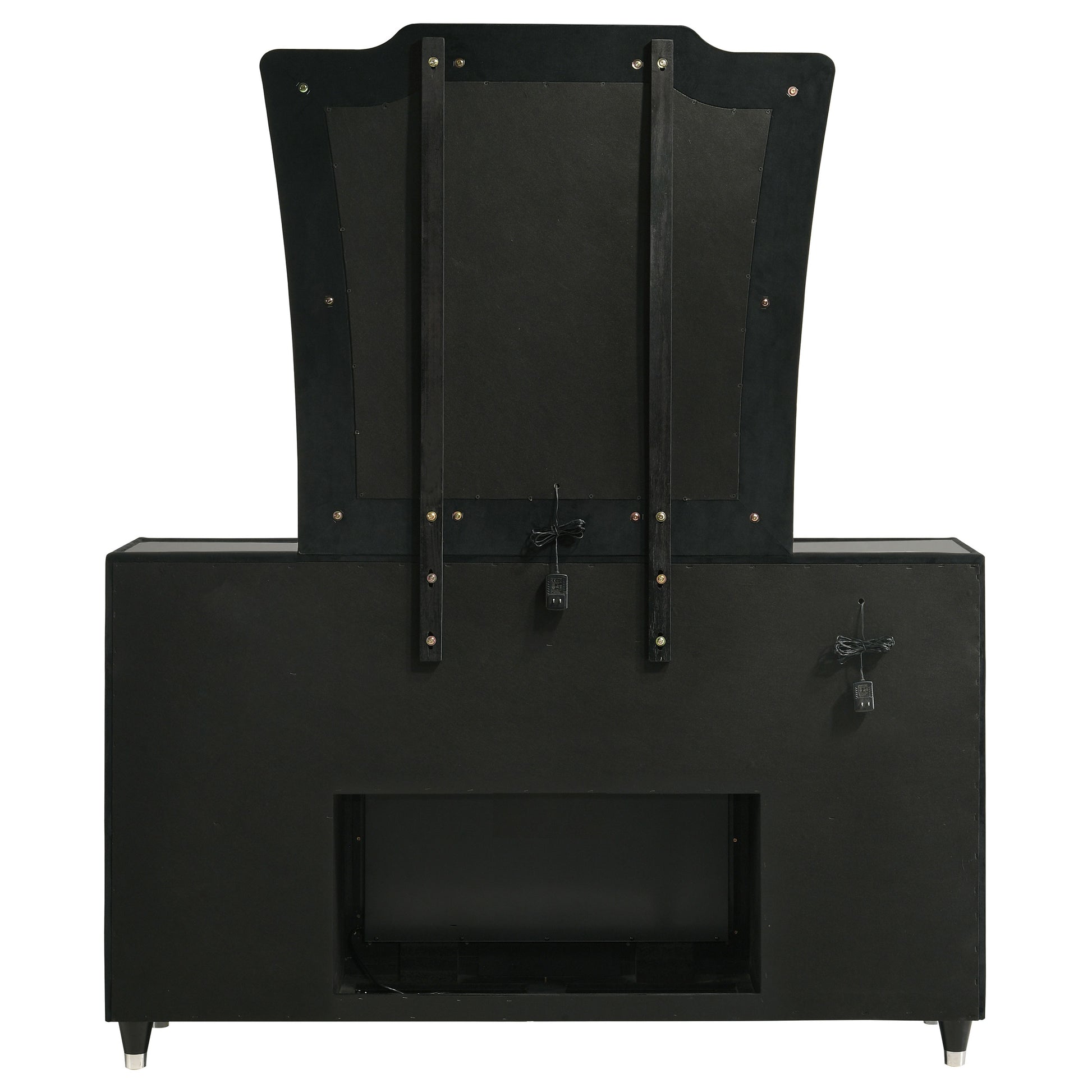 Lorient 8-drawer LED Flame Box Dresser and Mirror Black