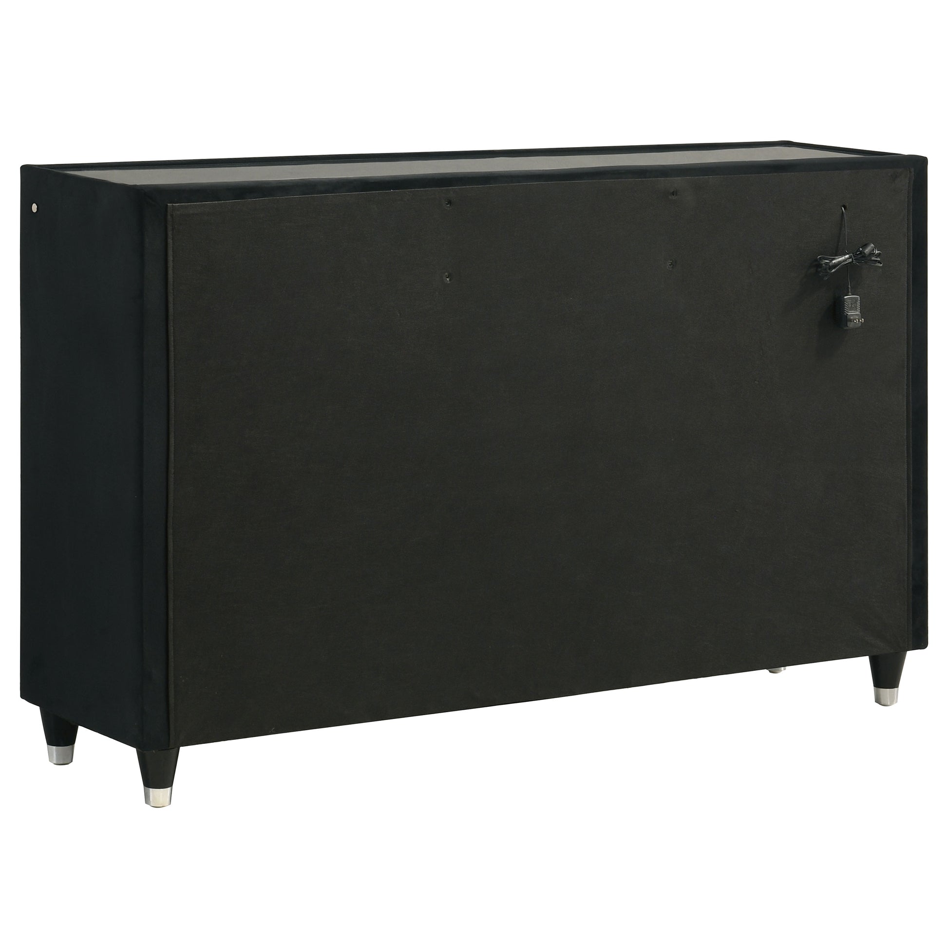 Ravenne 4-piece Velvet Upholstered Eastern King LED Bedroom Set Black