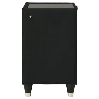 Ravenne 2-drawer Velvet Upholstered LED Nightstand with USB Black