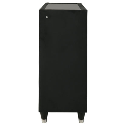 Ravenne 8-drawer Velvet Upholstered LED Dresser Cabinet Black