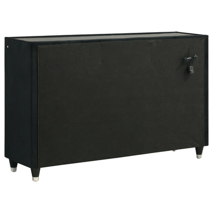 Ravenne 8-drawer Velvet Upholstered LED Dresser Cabinet Black
