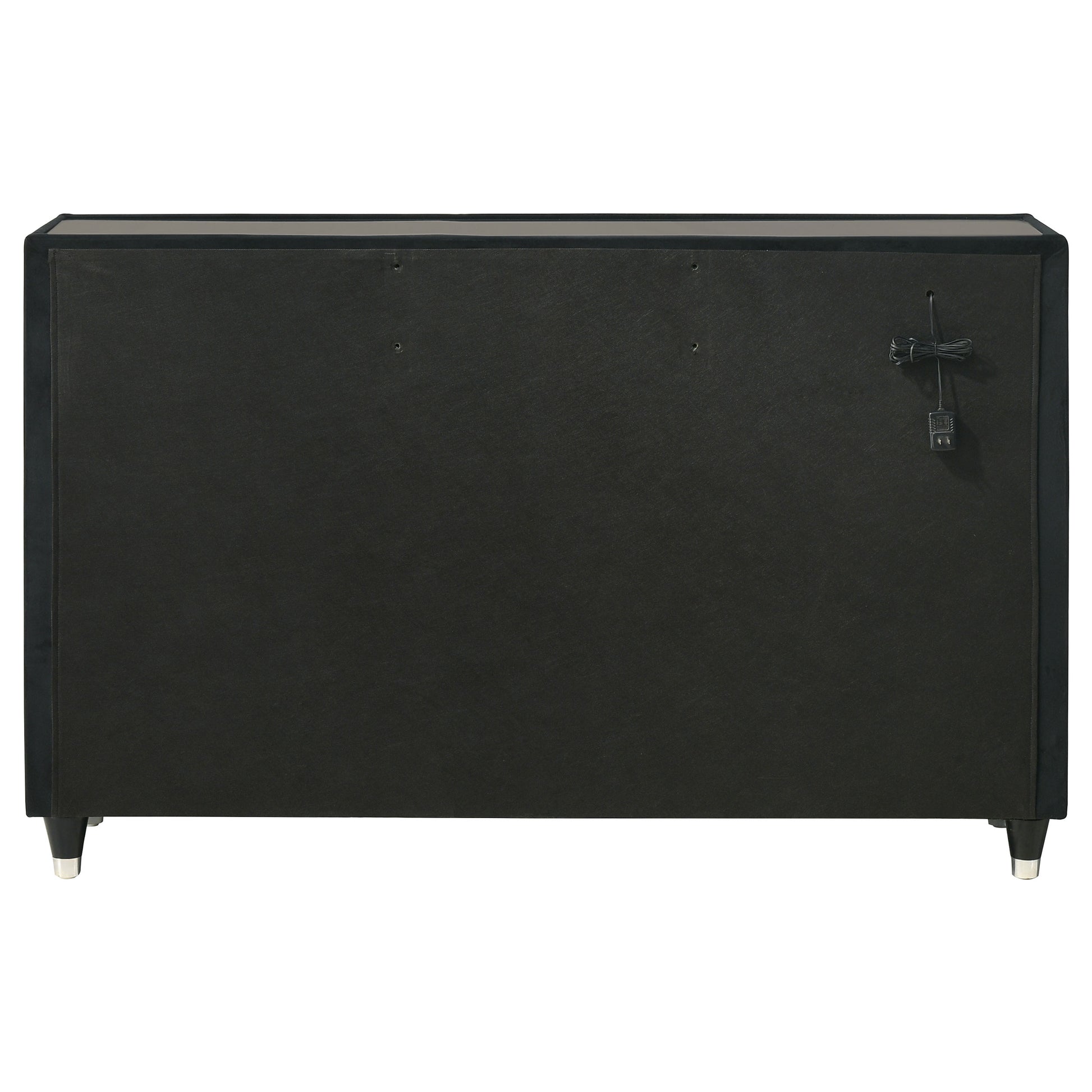 Ravenne 8-drawer Velvet Upholstered LED Dresser Cabinet Black