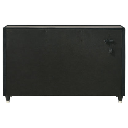 Ravenne 8-drawer Velvet Upholstered LED Dresser Cabinet Black