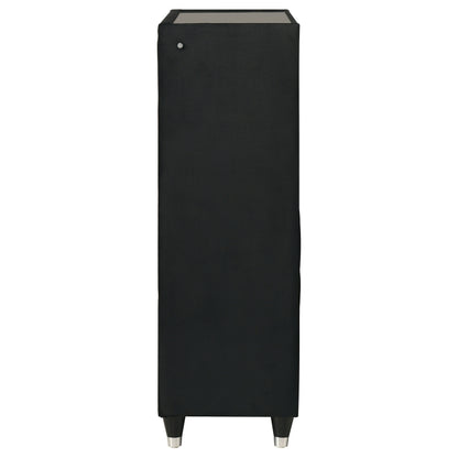 Ravenne 5-drawer Velvet Upholstered LED Chest of Drawers Black