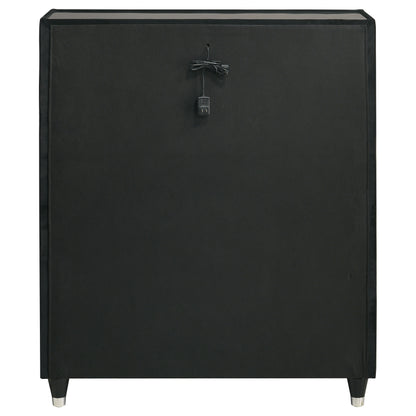 Ravenne 5-drawer Velvet Upholstered LED Chest of Drawers Black