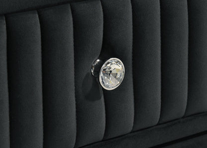 Ravenne 5-drawer Velvet Upholstered LED Chest of Drawers Black