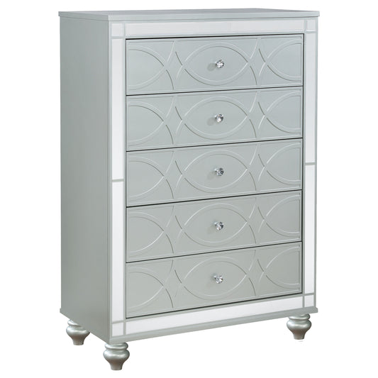 Gunnison 5-drawer Bedroom Chest Silver Metallic - The Sleep Loft - Online Mattress Showroom NYC