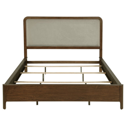 Maderia 57-inch Upholstered California King Panel Bed Walnut