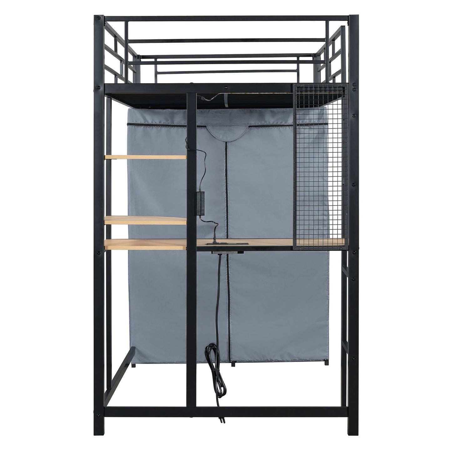 Loft Bed With Desk, Shelves, Power Outlet, LED Light And Wardrobe - The Sleep Loft - Online Mattress Showroom NYC