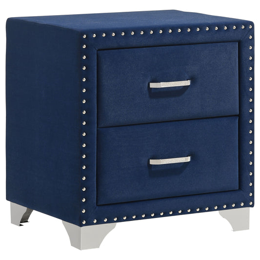 Melody Upholstered 2-drawer Nightstand Pacific Blue