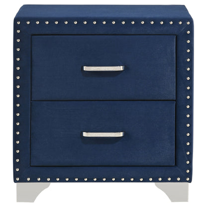 Melody Upholstered 2-drawer Nightstand Pacific Blue