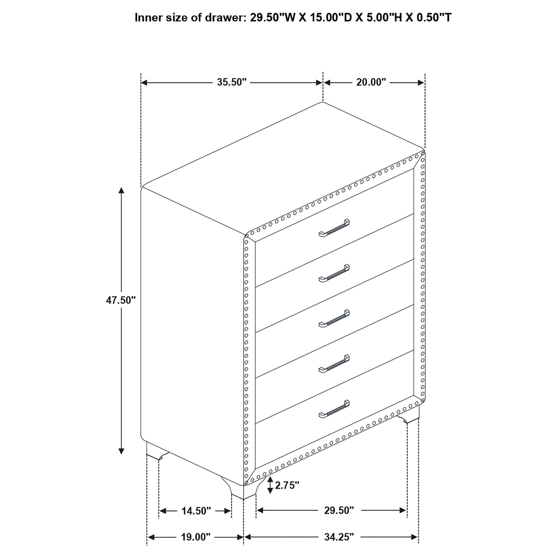 Melody 5-drawer Bedroom Chest Pacific Blue
