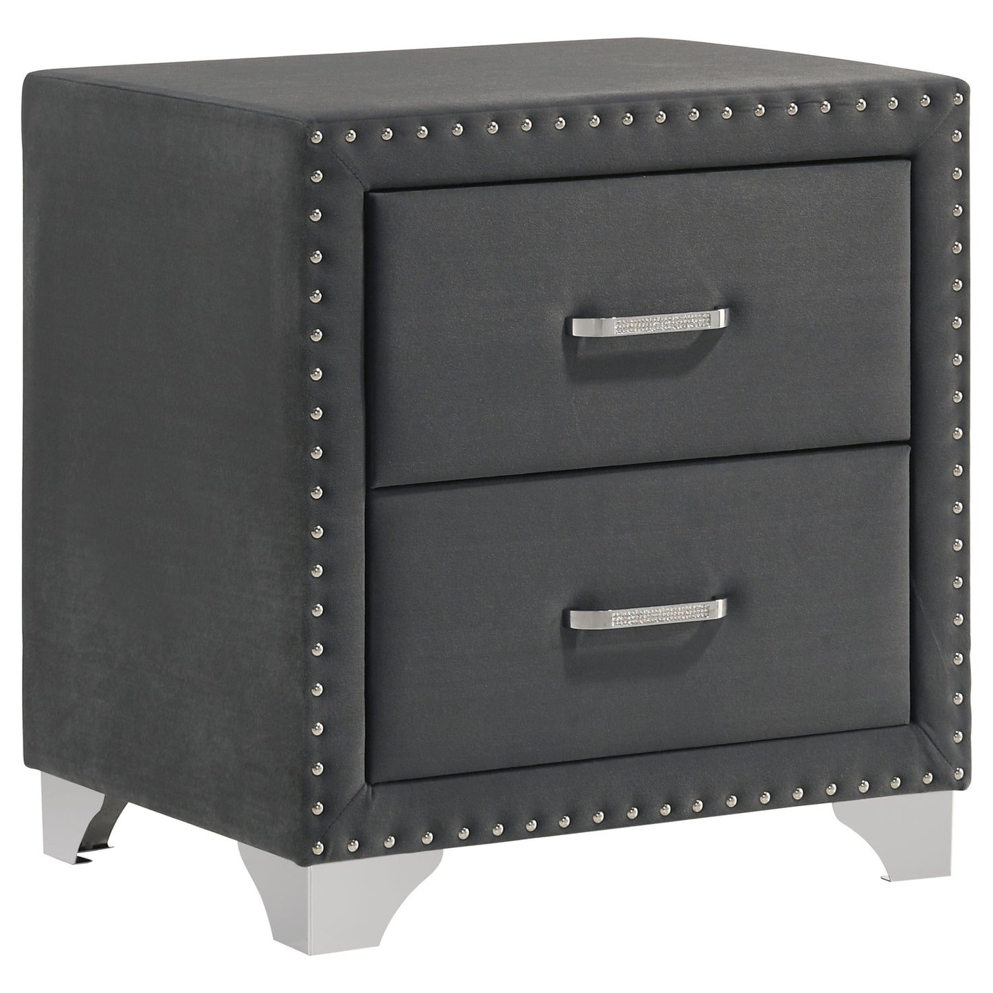 Melody Upholstered 2-drawer Nightstand Grey