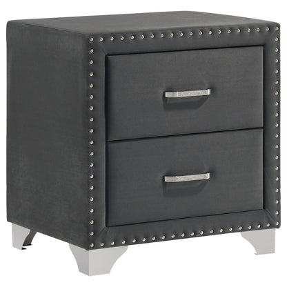 Melody Upholstered 2-drawer Nightstand Grey