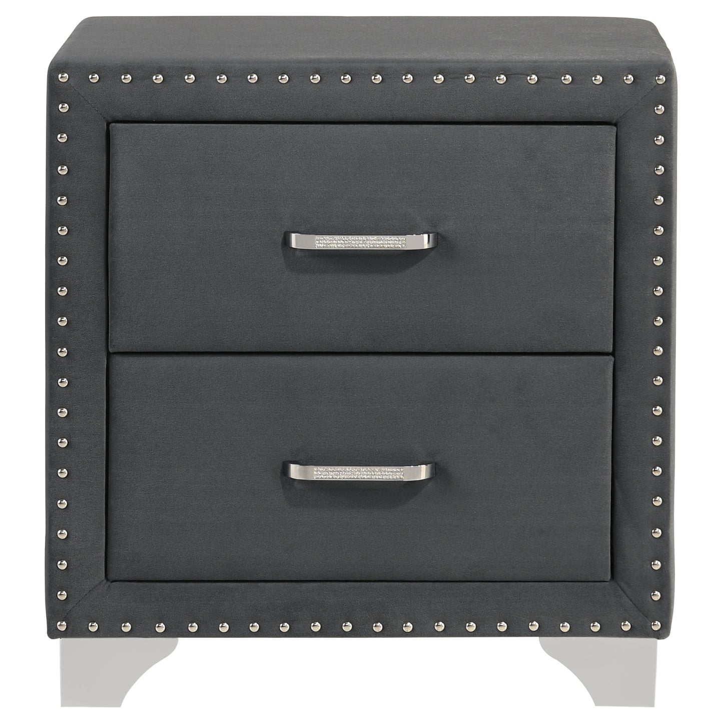 Melody Upholstered 2-drawer Nightstand Grey