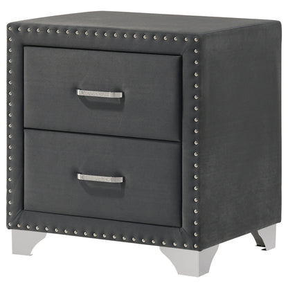 Melody Upholstered 2-drawer Nightstand Grey