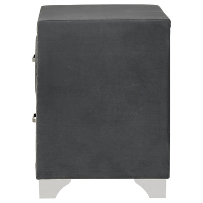Melody Upholstered 2-drawer Nightstand Grey