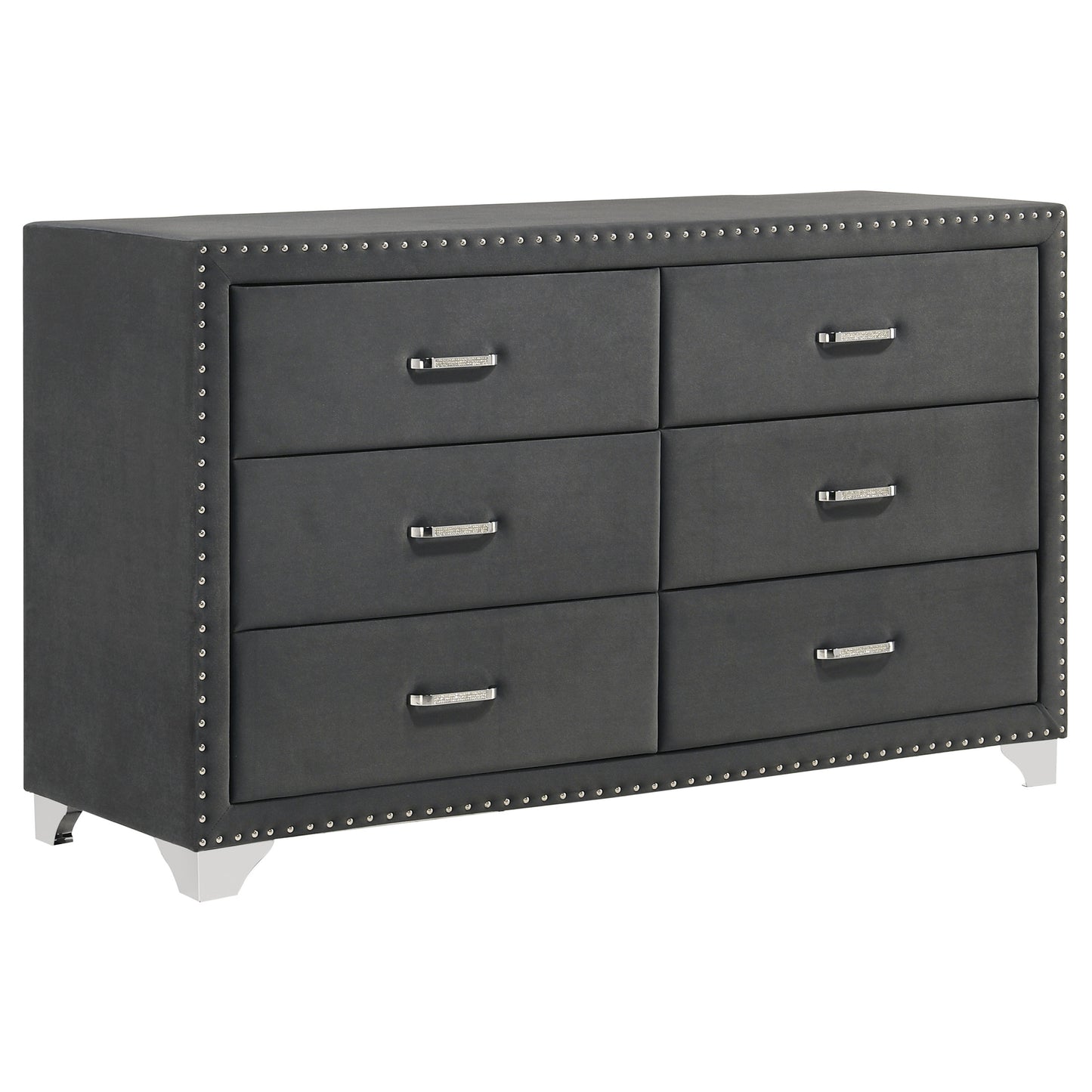 Melody 6-drawer Upholstered Dresser Grey