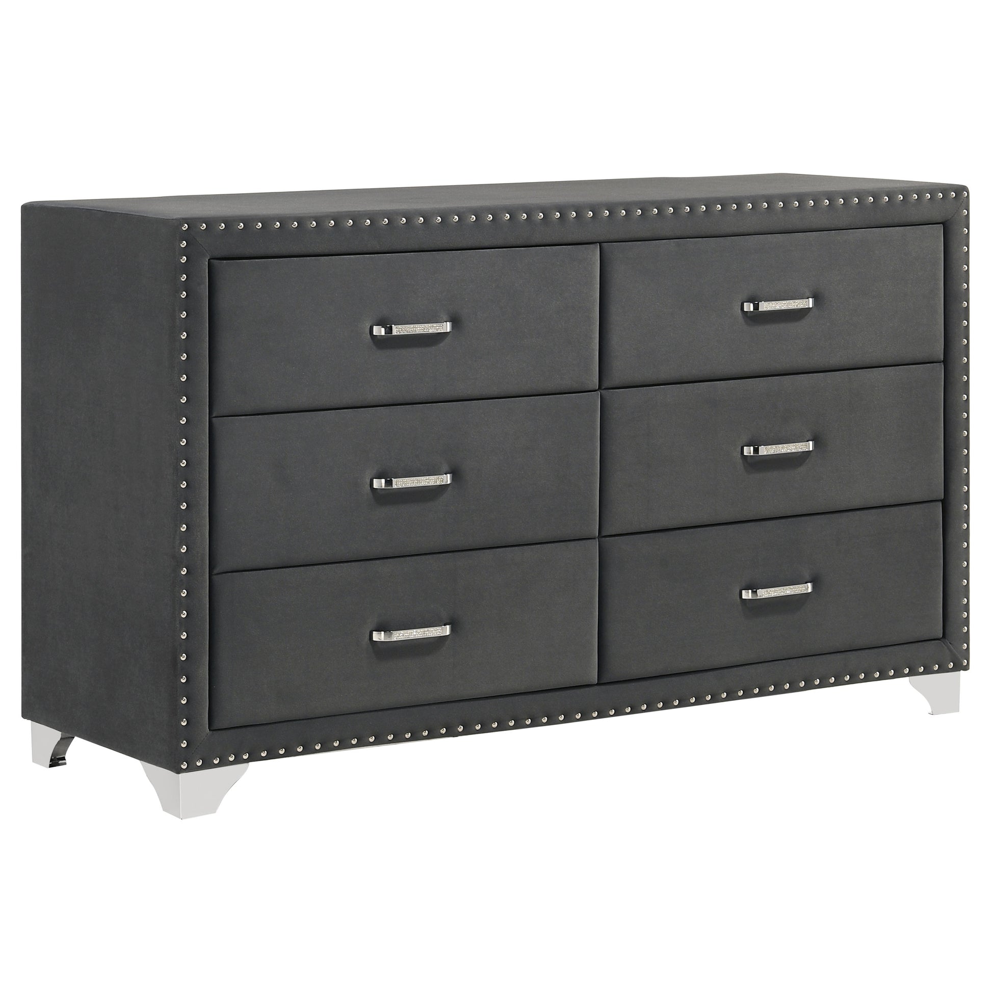 Melody 6-drawer Upholstered Dresser Grey
