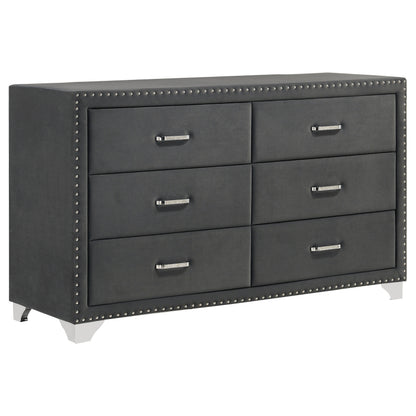 Melody 6-drawer Upholstered Dresser Grey