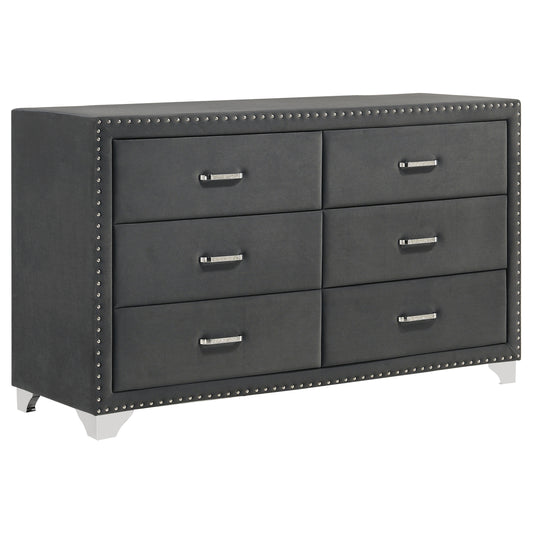 Melody 6-drawer Upholstered Dresser Grey - The Sleep Loft - Online Mattress Showroom NYC