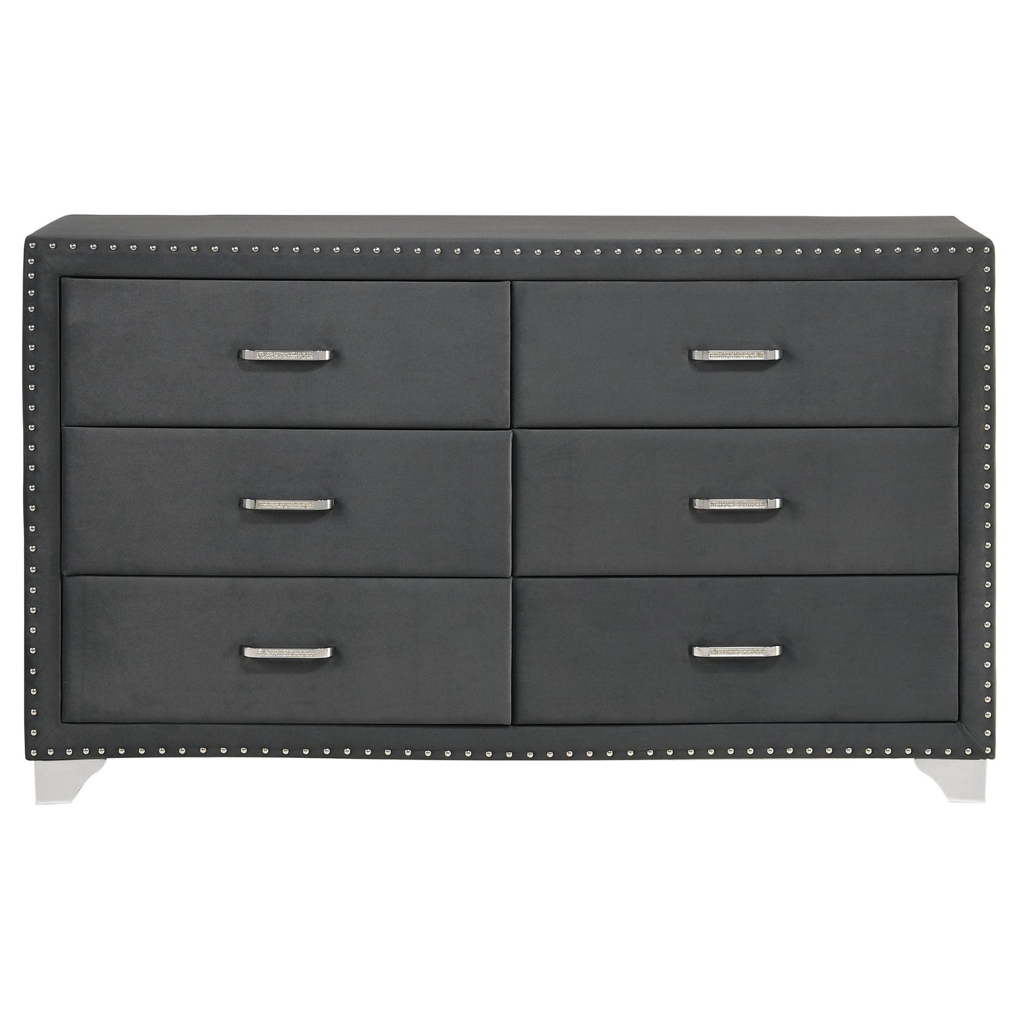 Melody 6-drawer Upholstered Dresser Grey