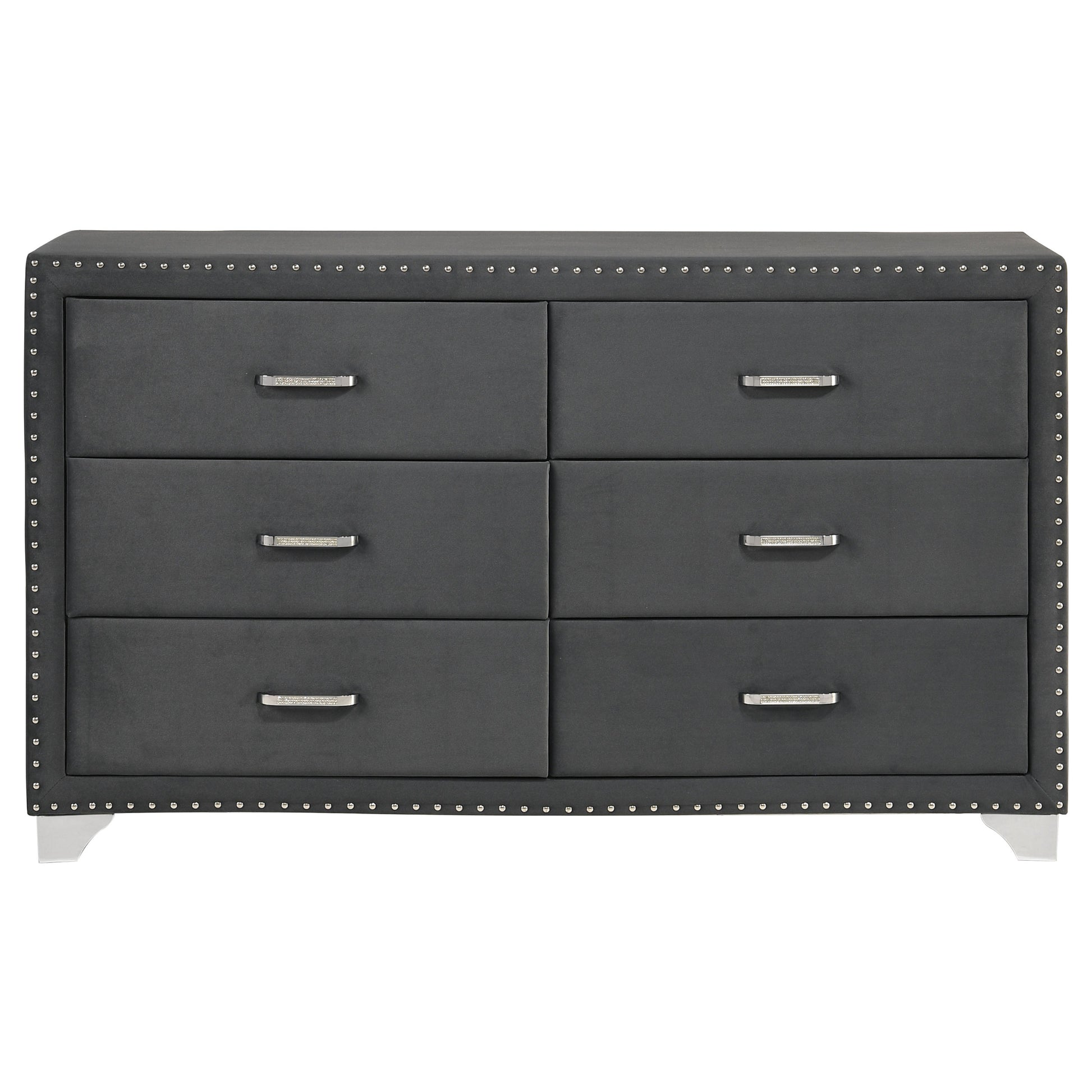 Melody 6-drawer Upholstered Dresser Grey