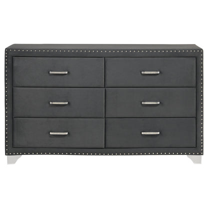 Melody 6-drawer Upholstered Dresser Grey