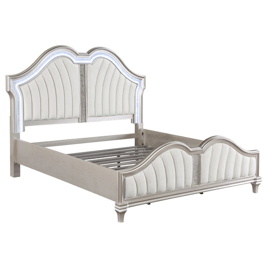 Evangeline Wood California King LED Panel Bed Silver Oak - The Sleep Loft - Online Mattress Showroom NYC