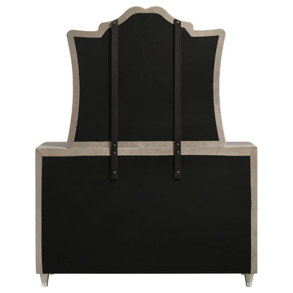 Antonella 7-drawer Upholstered Dresser with Mirror Ivory