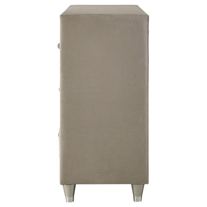 Antonella 7-drawer Upholstered Dresser Ivory and Camel
