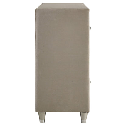 Antonella 7-drawer Upholstered Dresser Ivory and Camel