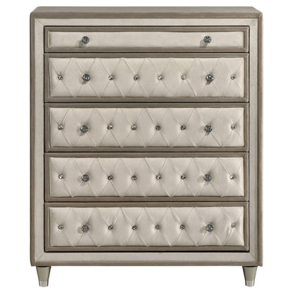 Antonella 5-drawer Bedroom Chest Ivory and Camel