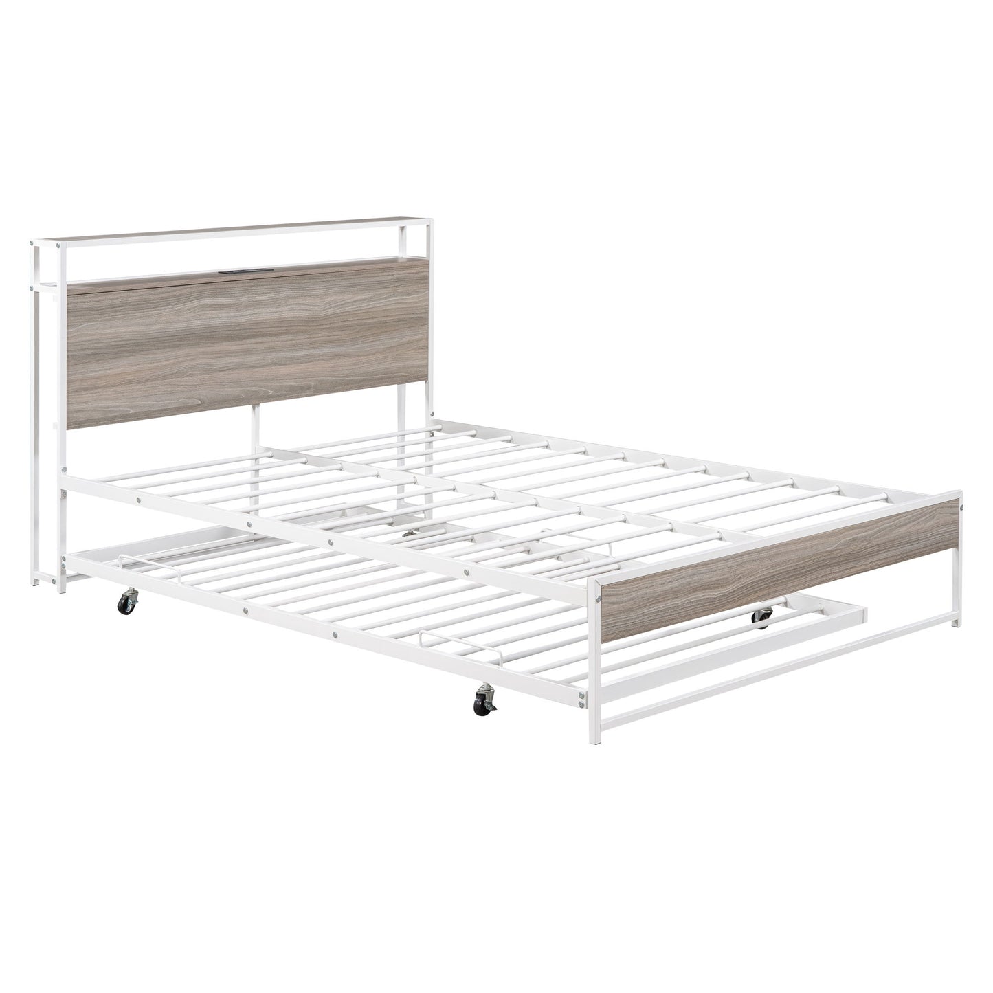 Platform Bed Frame With Trundle, USB Ports And Slat Support, No Box Spring Needed - The Sleep Loft - Online Mattress Showroom NYC