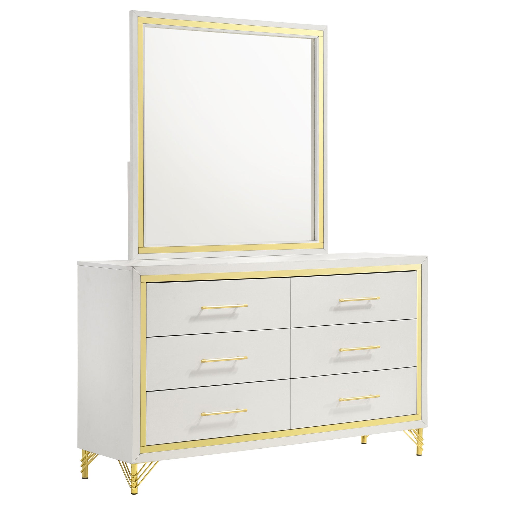 Lucia 6-drawer Dresser with Mirror White 