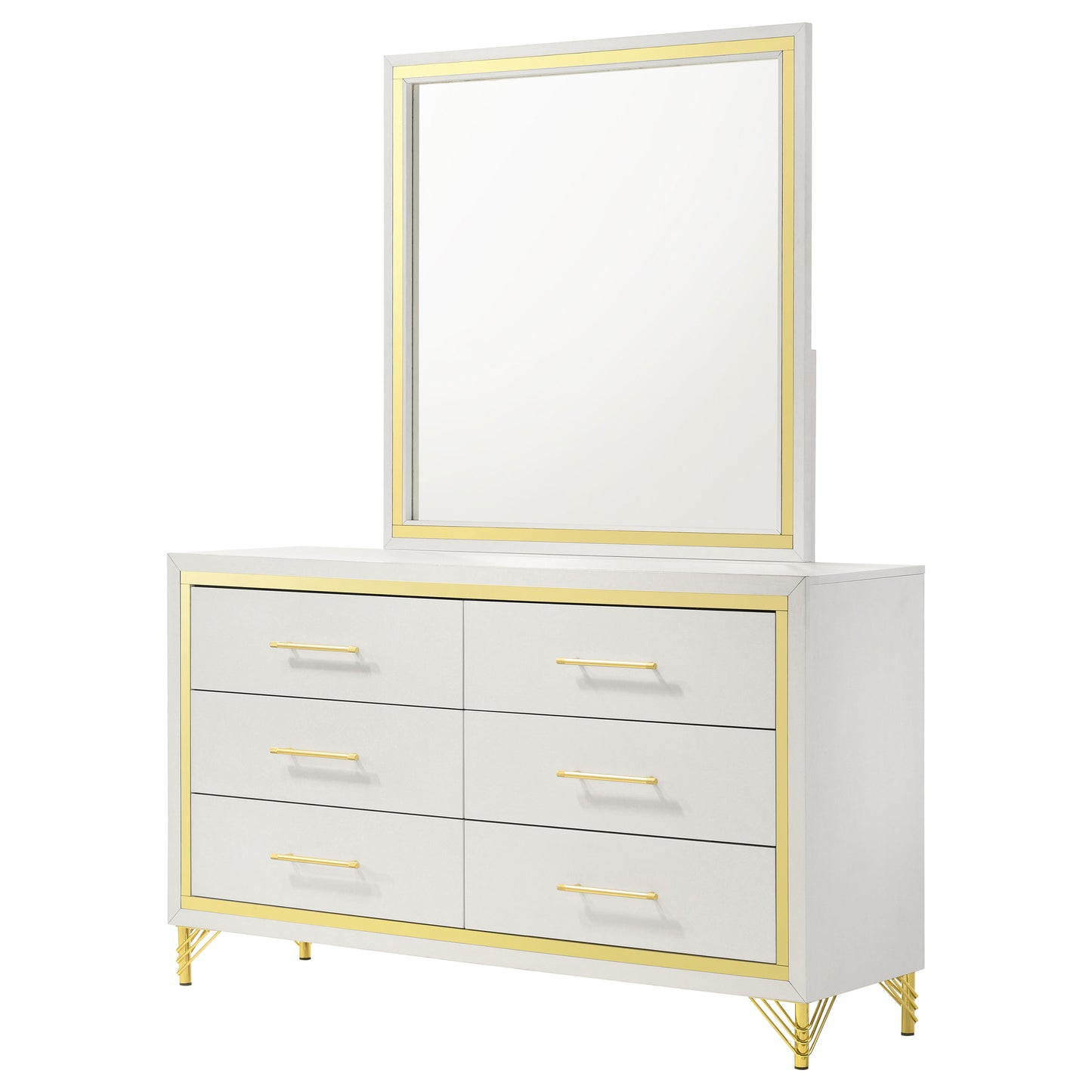 Lucia 6-drawer Dresser with Mirror White 