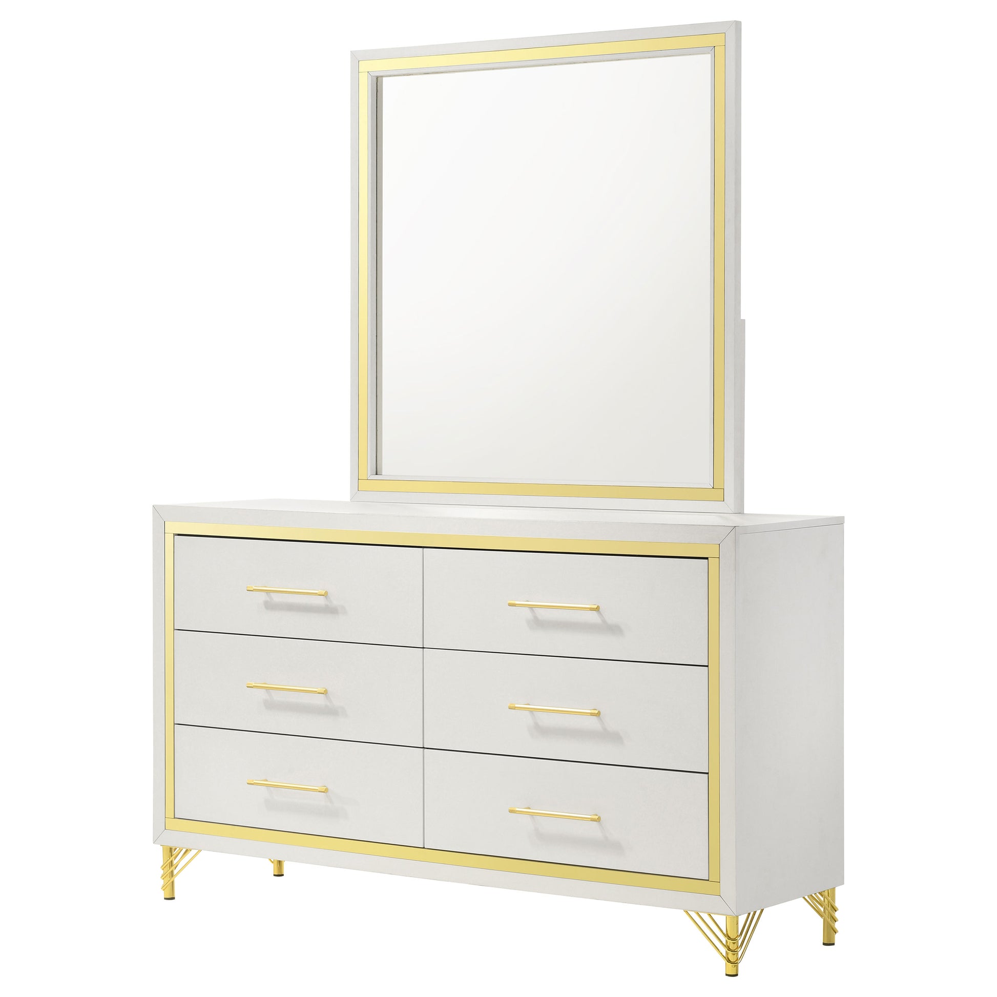 Lucia 6-drawer Dresser with Mirror White 