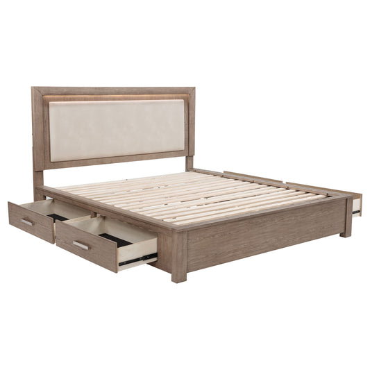 Kenora 56-inch California King LED Storage Bed Barley Brown - The Sleep Loft - Online Mattress Showroom NYC