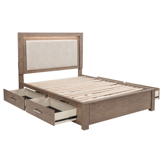 Kenora 56-inch Queen LED Storage Bed Barley Brown - The Sleep Loft - Online Mattress Showroom NYC
