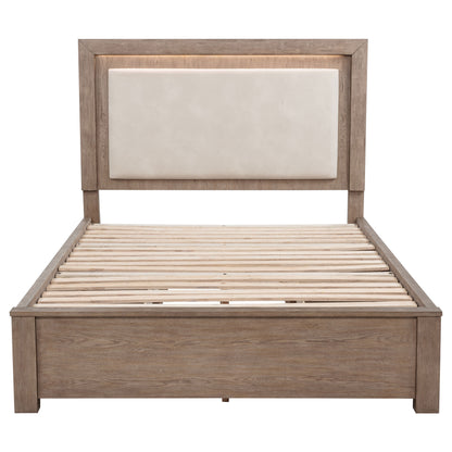 Kenora 56-inch Queen LED Storage Bed Barley Brown