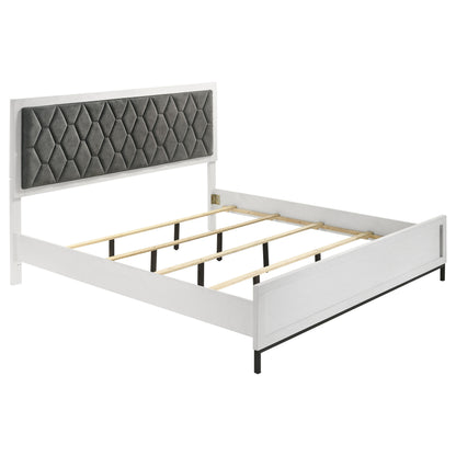 Sonora Eastern King Upholstered Panel Bed White 