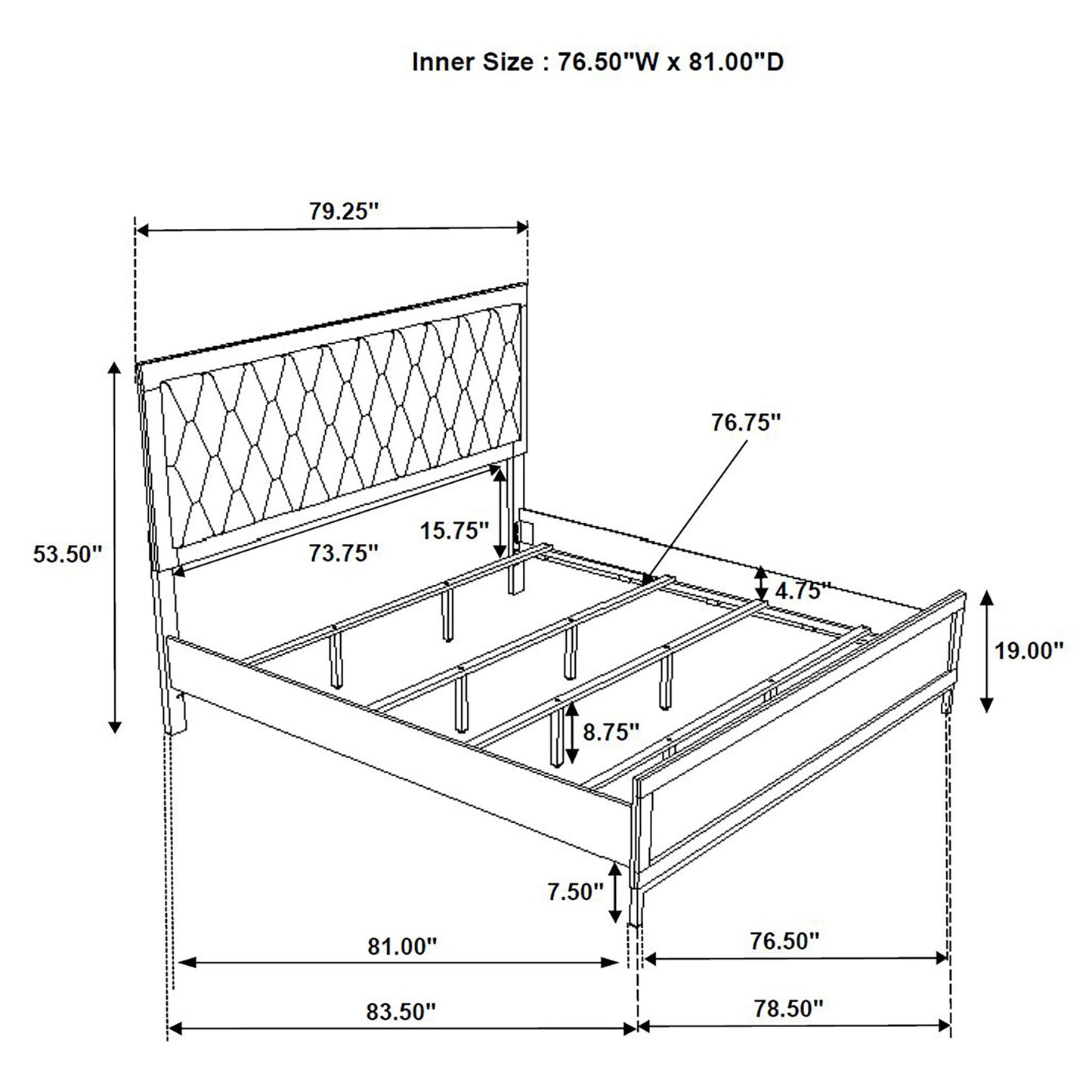 Sonora Eastern King Upholstered Panel Bed White 