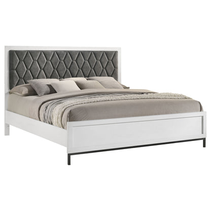 Sonora California King Upholstered Panel Bed White 